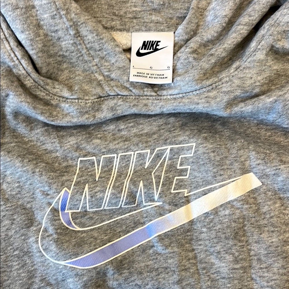 Nike Cropped  Drawstring Hoodie‎ Women’s Size Large Gray - Picture 1 of 8